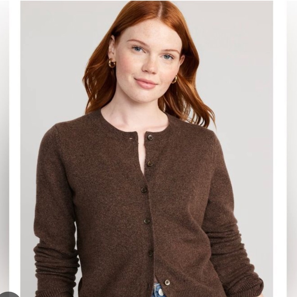 Old Navy Heathered Chocolate Button-Up Cardi
